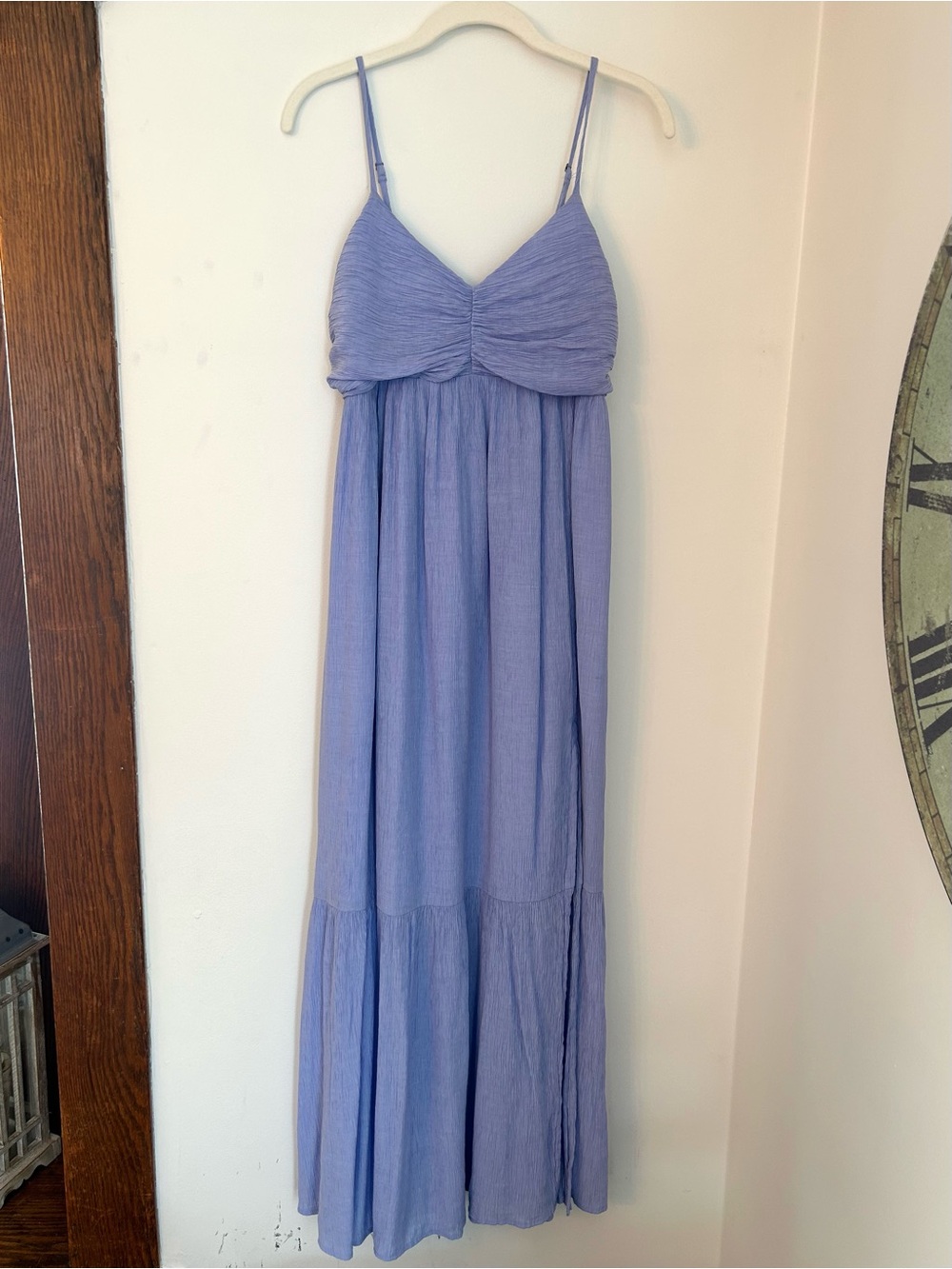 Abercrombie & Fitch Ruched Crinkle Maxi Dress